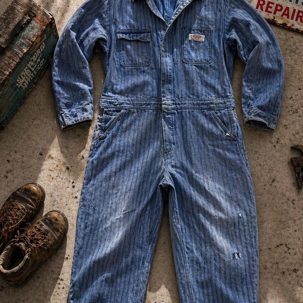 Vintage Big Mac Work Wear herringbone denim coveralls work worn
